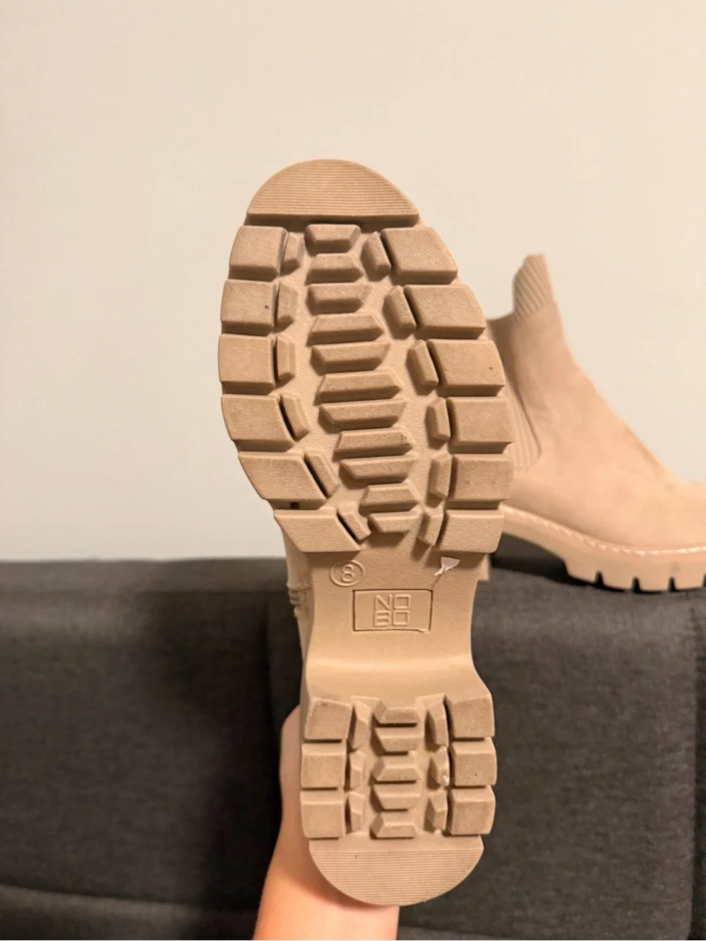 NOBO Beige Chelsea Lug Heel Booties